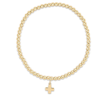 Enewton Egirl Classic Gold 3mm Bead Bracelet- Signature Cross Gold Charm