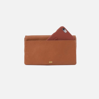 Hobo Lumen Continental Wallet in Pebbled Leather- Warm Honey