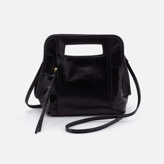 Hobo Ace Crossbody in Polished Leather- Black