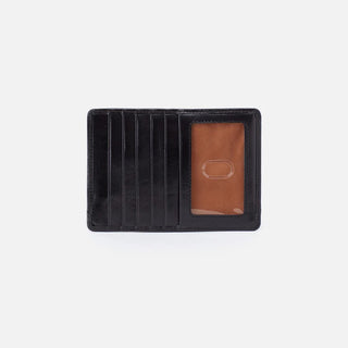 Hobo Euro Slide Card Case in Polished Leather- Black