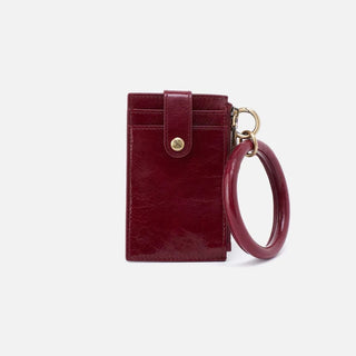 Hobo Ring Credit Card Wristlet in Polished Leather- Saddleberry