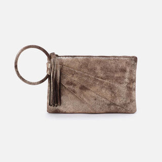 Hobo Sheila Soft Ring Clutch in Metallic Leather- Cocoa Platinum