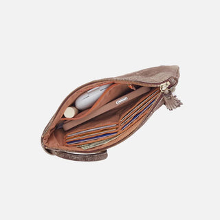 Hobo Sheila Soft Ring Clutch in Metallic Leather- Cocoa Platinum