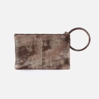 Hobo Sheila Soft Ring Clutch in Metallic Leather- Cocoa Platinum