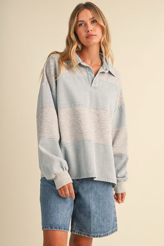 Light Denim Rugby Sweatshirt