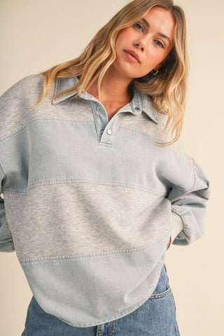 Light Denim Rugby Sweatshirt