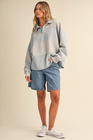 Light Denim Rugby Sweatshirt
