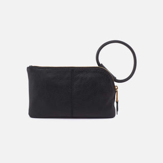 Hobo Sable Wristlet in Pebbled Leather- Black With Studs
