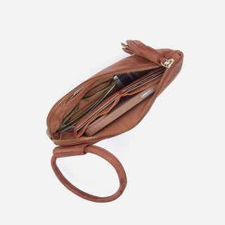 Hobo Sable Wristlet in Buffed Leather- Burnished Saddle