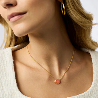 Julie Vos Portofino Solitaire Necklace- Melon Jade