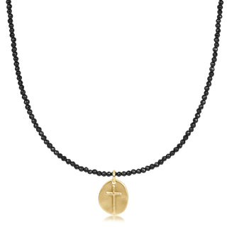 Enewton 15" Choker Faceted Hematite 2mm Bead- Inspire Small Gold Charm