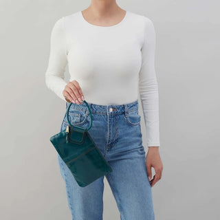 Hobo Sable Wristlet in Polished Leather- Wild Bluegrass