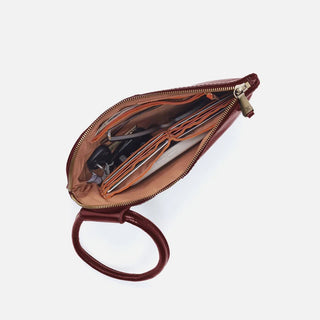 Hobo Sable Wristlet in Polished Leather- Saddleberry