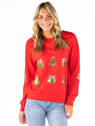 Holiday Tree/Gift Crewneck- Simply Southern