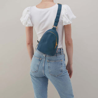 Hobo Fern Sling in Pebbled Leather- Peacock Feather