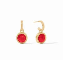 Julie Vos Fleur-de-Lis Hoop & Charm Earring- Iridesent Strawberry