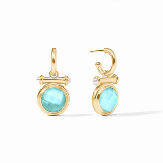 Julie Vos Bamboo Hoop & Charm Earring- Iridescent Bahamian Blue