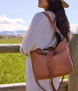 Hobo Pier Woven Fringe Tassel Shoulder- Harvest Wheat