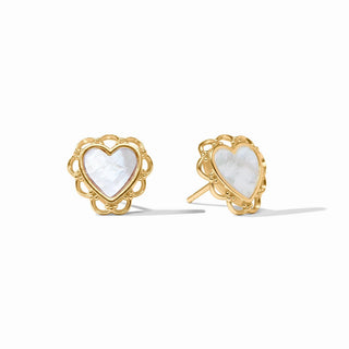 Julie Vos Lace Heart Stud Mother of Pearl