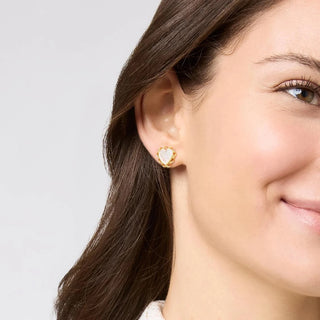 Julie Vos Lace Heart Stud Mother of Pearl