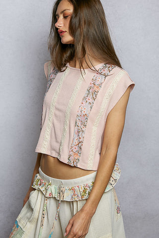 Floral Patch Top- Pink