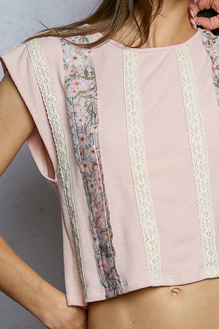 Floral Patch Top- Pink