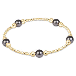 Enewton Purpose Pearl Dark Grey 6mm Gold Bracelet