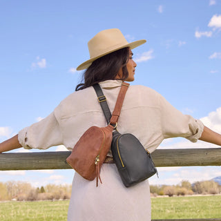 Hobo Fern Sling in Buffed Leather- Burnished Saddle