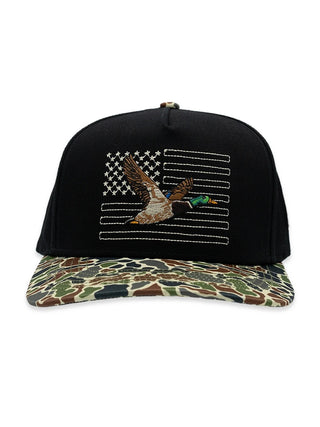 Simply Southern Mallard Flag Snapback Hat for Men in Black