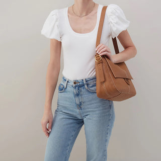 Hobo Austin Shoulder Bag in Pebbled Leather- Warm Honey