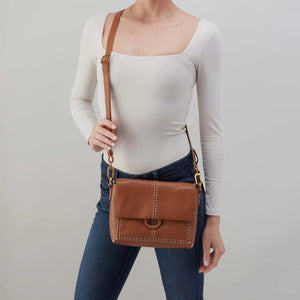 Hobo Austin Flap Crossbody in Pebbled Leather- Warm Honey