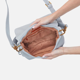 Hobo Harley Convertible Shoulder Bag in Pebbled Leather- Blue Pearl