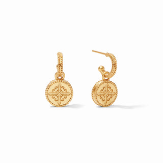 Julie Vos Fleur-de-Lis Hoop & Charm Earring- Iridesent Strawberry