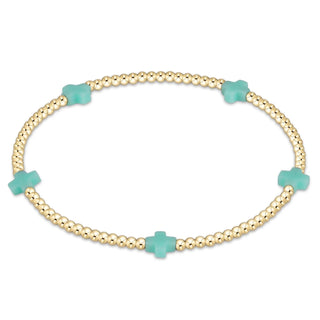 Enewton egirl Signature Cross Small Gold Pattern 2mm Bead Bracelet- (Multiple Colors)