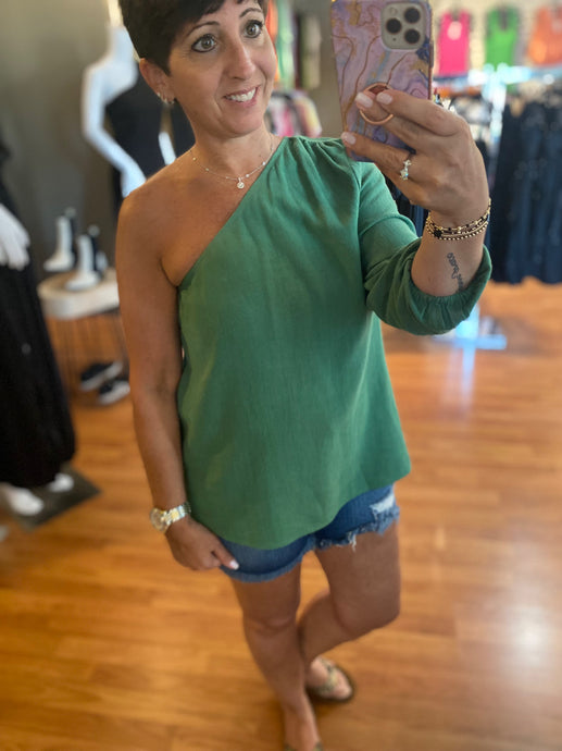 One Shoulder Top- Green