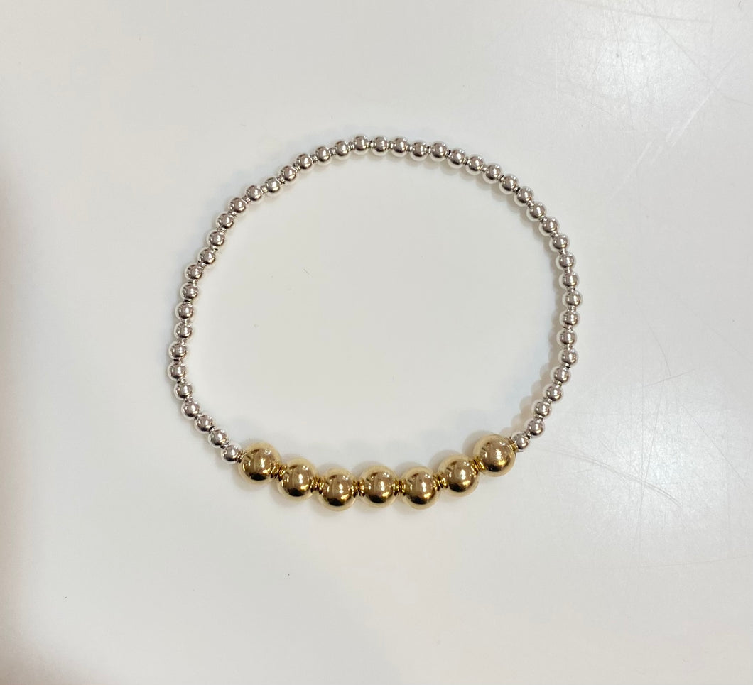 Enewton Classic Beaded Bliss 3mm Sterling Silver Bead, 6mm Gold Bead Bracelet- Mixed Metal