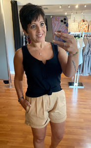 Khaki Pleated Shorts