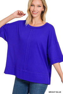 Ribbed Boat Neck Top With Front Seam (Available in two colors)