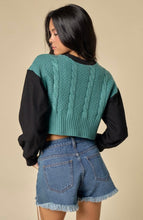Load image into Gallery viewer, Teal &amp; Black Cropped Sweatshirt