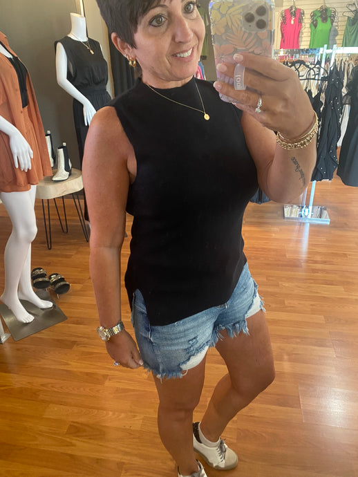 Classy Mock Neck Top- Black