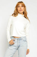 Load image into Gallery viewer, Ribbed Mock Neck Tee- Ivory