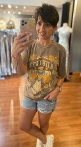 Stay Wild Roam Free Tee- Mocha Mineral Wash
