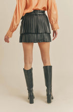 Load image into Gallery viewer, Faux Leather Layered Skort