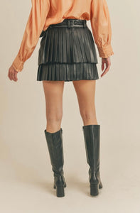 Faux Leather Layered Skort