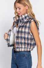 Load image into Gallery viewer, Plaid Puffer Vest- Navy Mix